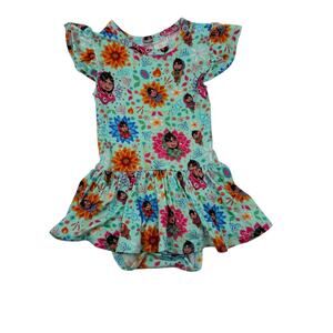 Posh Peanut Bamboo Malala Yousafzai Twirl Ruffle Floral Bodysuit Romper